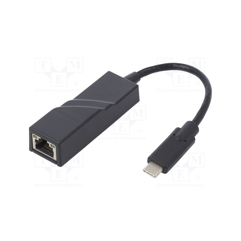 1 pcs x QOLTEC - 50378 - Transition: adapter, USB 3.1, black, RJ45 socket,USB C plug, 0.2m