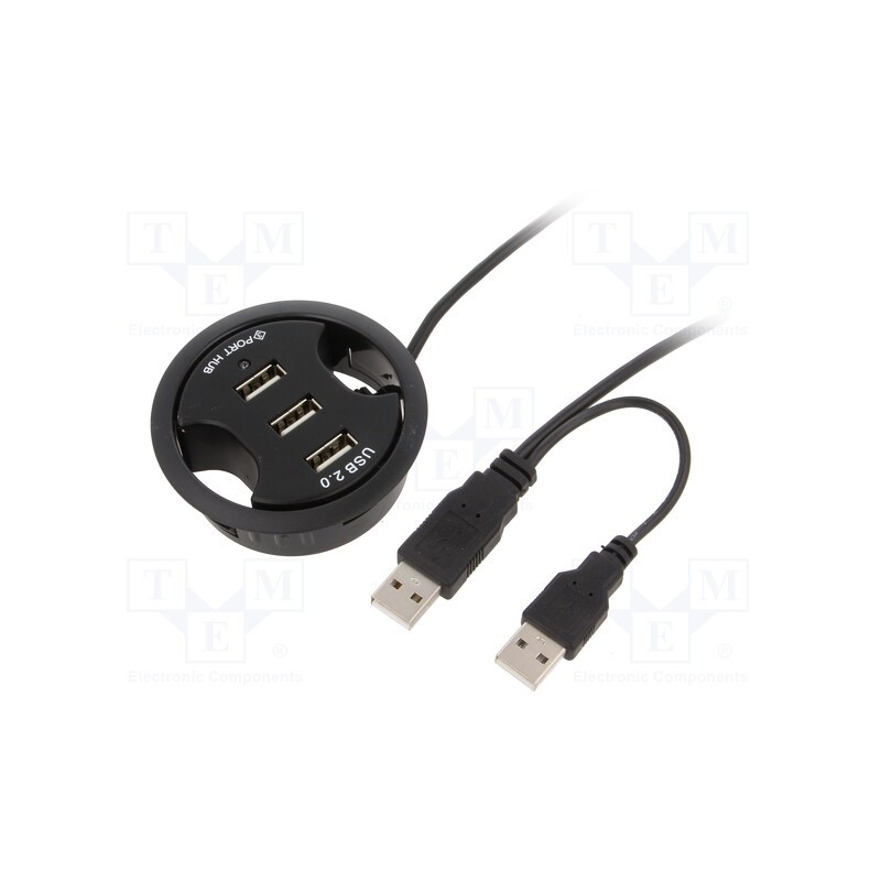 1 pcs x Goobay - 93893 - Hub USB, USB A socket x3, USB 2.0, PnP, black, Number of ports: 3