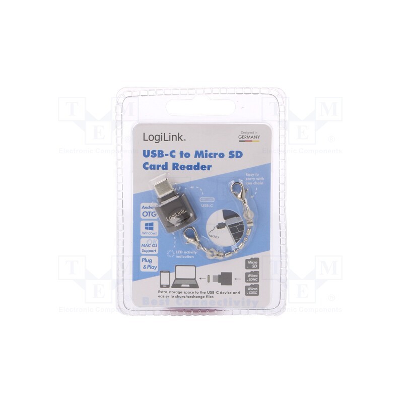 1 pcs x LOGILINK - CR0039 - Card reader: memory, USB C plug, OTG,USB 2.0, 480Mbps