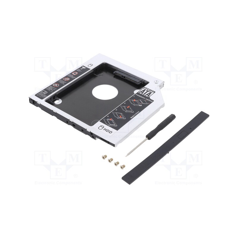 1 pcs x QOLTEC - 51868 - Hard discs housing: 2,5', Enclos.mat: aluminium, 122x122x9.5mm