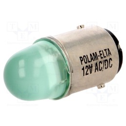 1 pcs x POLAM-ELTA - LG-BA15D-12AC/DC - LED lamp, green, BA15D, 12VDC, 12VAC