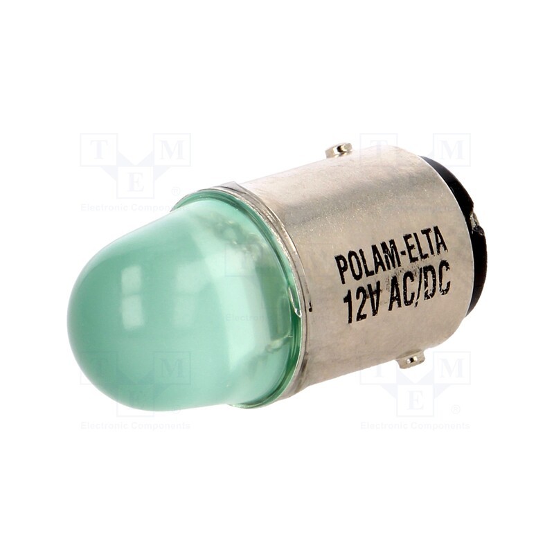 1 pcs x POLAM-ELTA - LG-BA15D-12AC/DC - LED lamp, green, BA15D, 12VDC, 12VAC