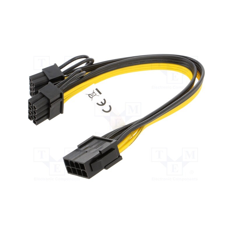 1 pcs x Goobay - 60000 - Cable: mains, PCIe 8pin male,PCIe 8pin female x2, 0.23m