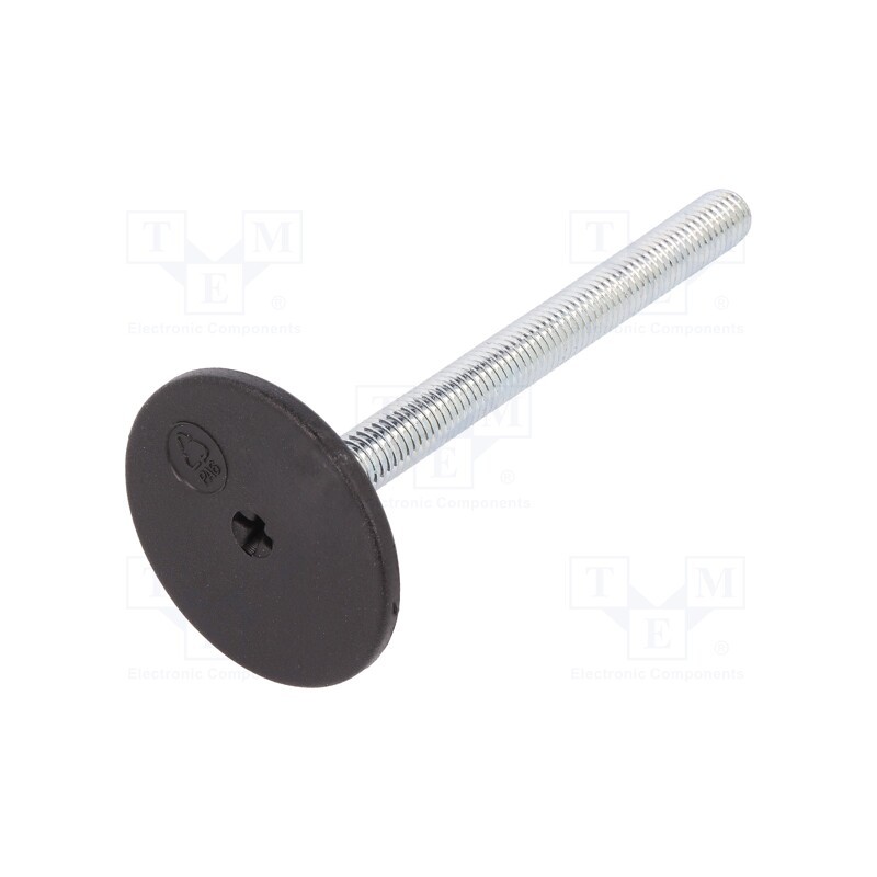 1 pcs x ELESA+GANTER - LX.50-SW19-M10X98-S - Foot, rigid,with screwdriver slot,with lever, Base dia: 50mm