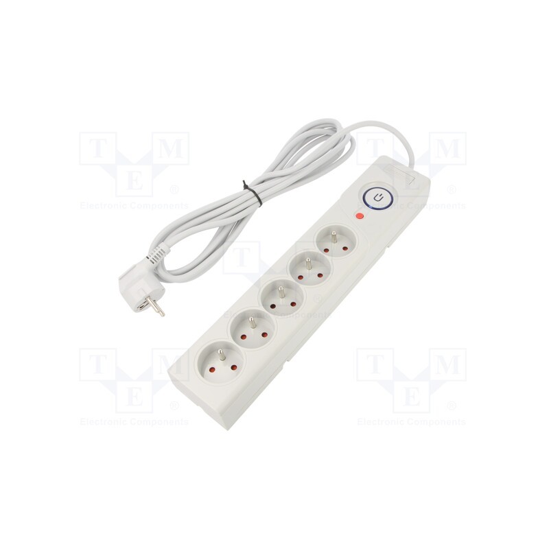 1 pcs x ARMAC - Z5/50/SZ - Plug socket strip: protective, Sockets: 5, 250VAC, 10A, grey, 5m