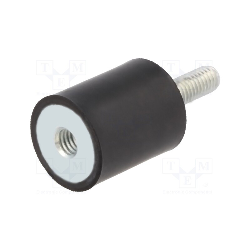 1 pcs x ELESA+GANTER - DVA.2-25-30-M6-18-70 - Vibration damper, M6, Ø: 25mm, rubber, L: 30mm, Thread len: 18mm