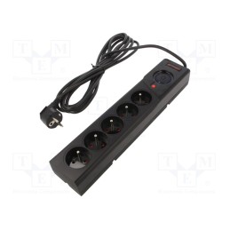 1 pcs x ARMAC - Z5/50/CZ - Plug socket strip: protective, Sockets: 5, 250VAC, 10A, black, 5m