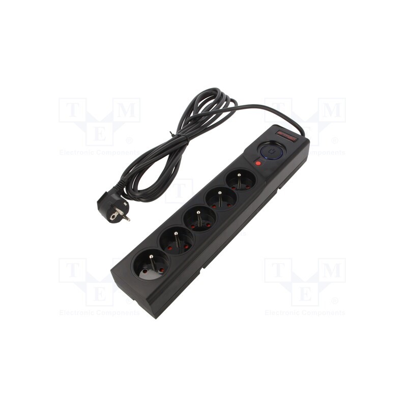 1 pcs x ARMAC - Z5/50/CZ - Plug socket strip: protective, Sockets: 5, 250VAC, 10A, black, 5m