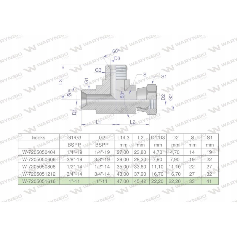 Asymmetrical hydraulic tee bba 1 bs