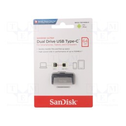 1 pcs x SANDISK - SDDDC2-064G-G46 - Pendrive, OTG,USB 3.1, 64GB, R: 150MB/s, USB A,USB C
