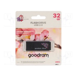 1 pcs x GOODRAM - UME2-0320K0R11-SP - Pendrive, USB 2.0, 32GB, R: 20MB/s, W: 5MB/s, USB A, SPRING, black