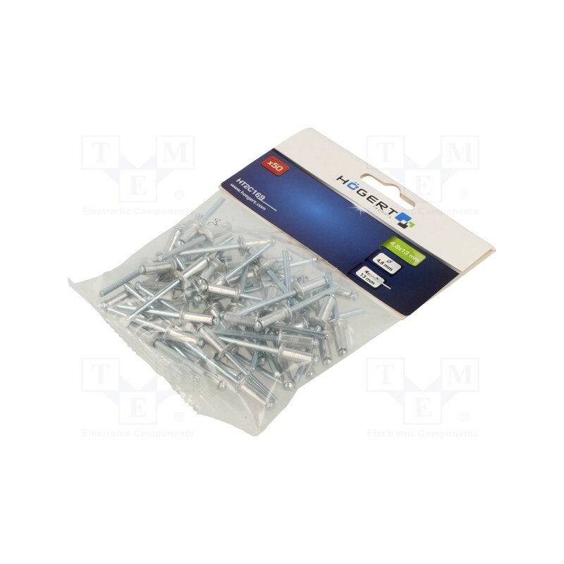 1 pcg x Hu00d6GERT TECHNIK - HT2C169 - Rivet, aluminium, Rivet diam: 4.8mm, L.rivet: 13mm, 50pcs.