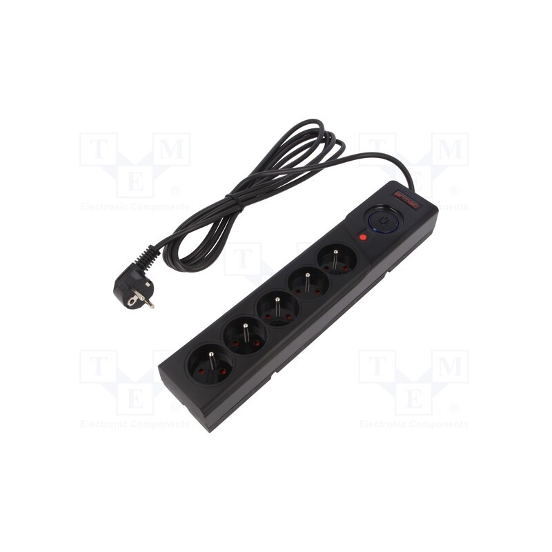 1 pcs x ARMAC - Z5/30/CZ - Plug socket strip: protective, Sockets: 5, 250VAC, 10A, black, 3m
