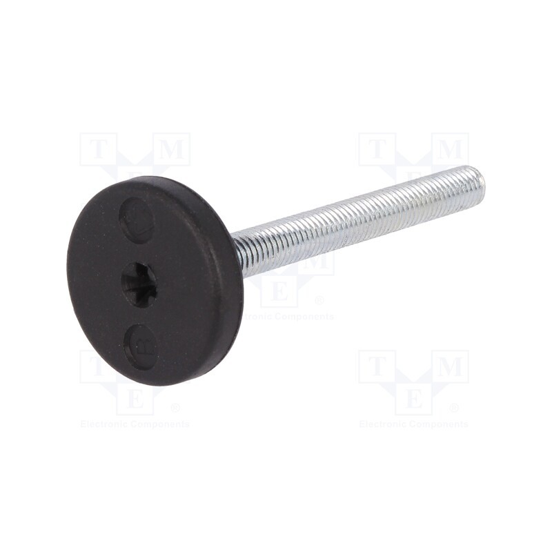 1 pcs x ELESA+GANTER - LX.25-SW13-M6X56-S - Foot, rigid,with screwdriver slot,with lever, Base dia: 25mm, M6