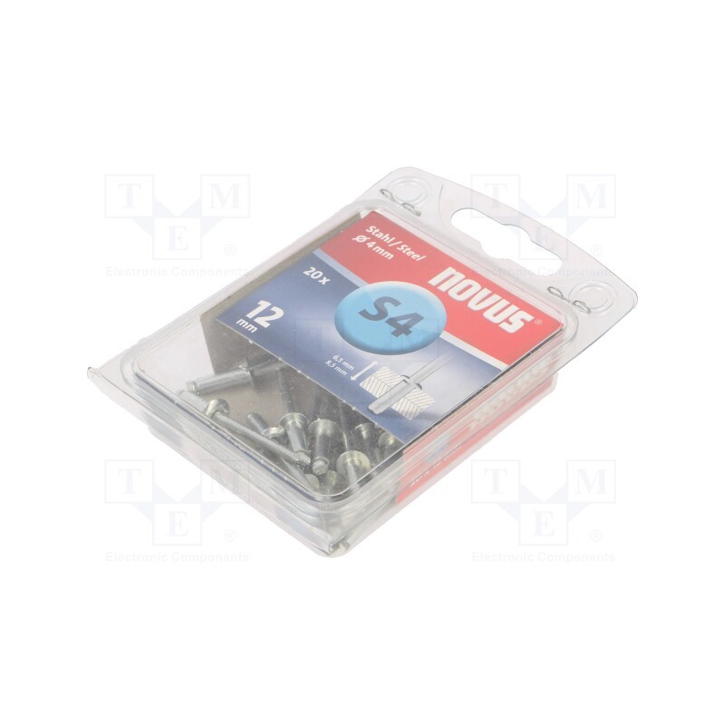 1 pcg x NOVUS - 045-0037 - Rivet, steel, Rivet diam: 4mm, L.rivet: 12mm, 20pcs.
