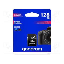 1 pcs x GOODRAM - S1A0-1280R12 - Memory card, SDXC, R: 100MB/s, W: 10MB/s, Class 10 UHS U1, 128GB