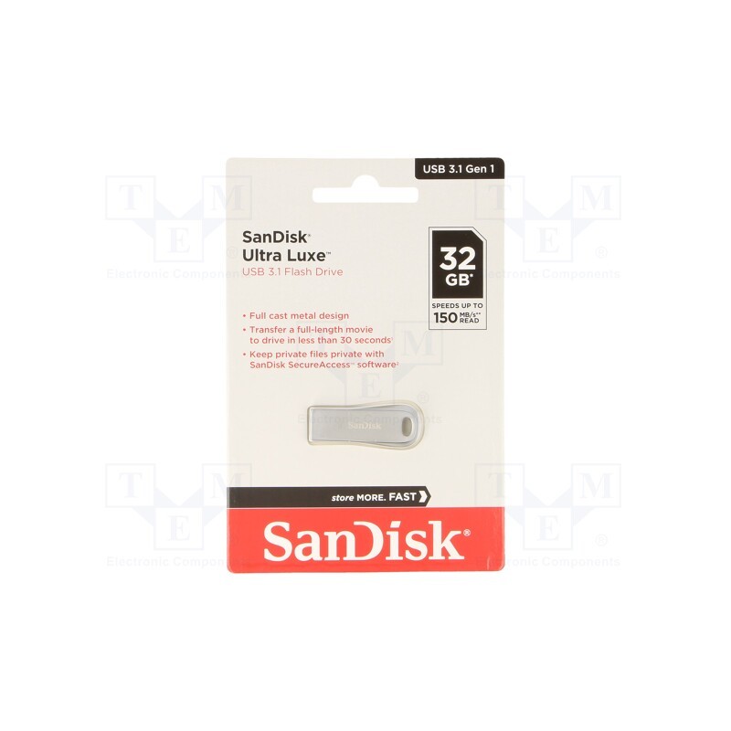 1 pcs x SANDISK - SDCZ74-032G-G46 - Pendrive, USB 3.2, 32GB, R: 150MB/s, USB A, ULTRA LUXE, silver