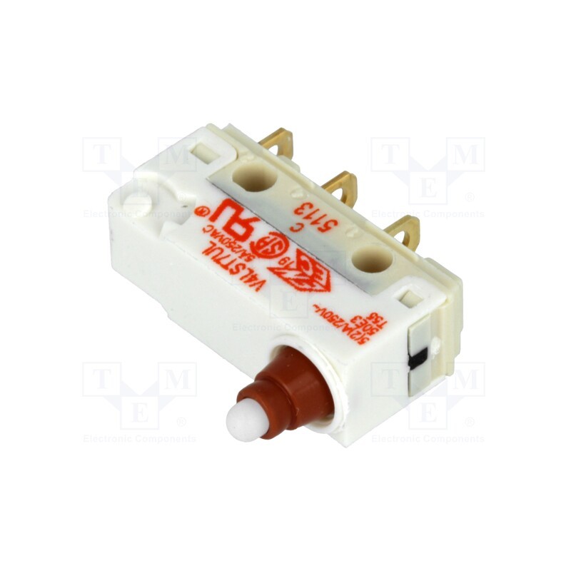 1 pcs x SAIA-BURGESS - V4LST7UL - Microswitch SNAP ACTION, 5A/250VAC, without lever, SPDT, ON-(ON)