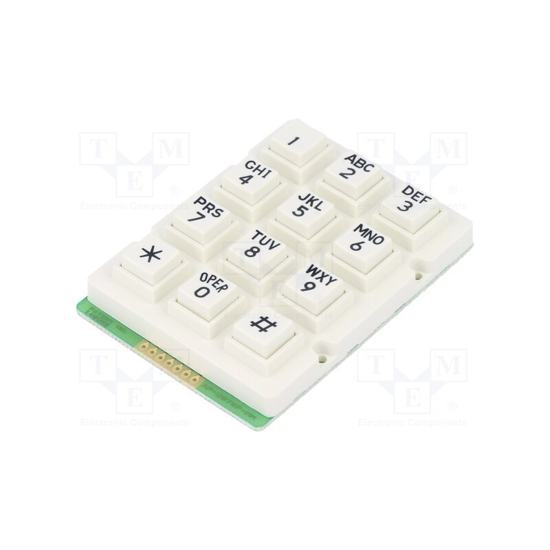 1 pcs x ACCORD - AK-207-A-WWB-WP - Keypad: plastic, No.of butt: 12, none, plastic, 200mΩ, 1N, 20mA