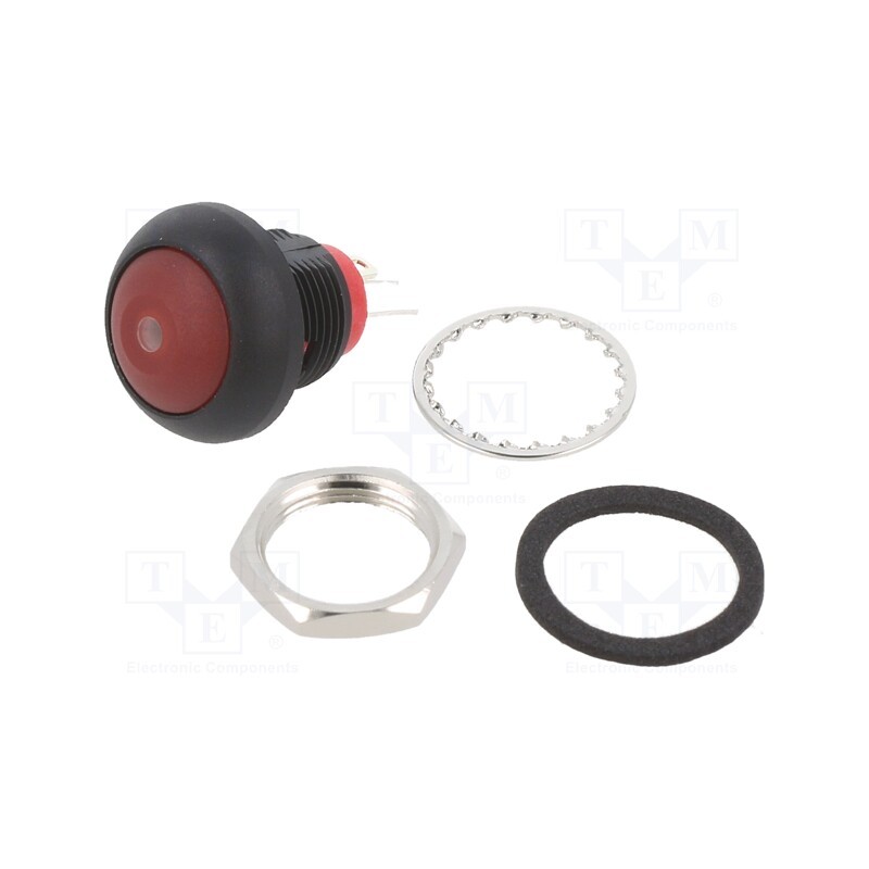 1 pcs x E-SWITCH - RP8100B2M1CEBLKREDRED - Switch: push-button, Pos: 2, SPST, 0.1A/50VDC, 0.125A/125VAC, red
