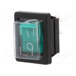 1 pcs x BULGIN - C1353ALMBG3602AWG74 - ROCKER, DPST, Pos: 2, ON-OFF, 16A/250VAC, green, neon lamp, 250V