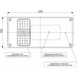 Rectangular right combination rear lamp LA45014 GO