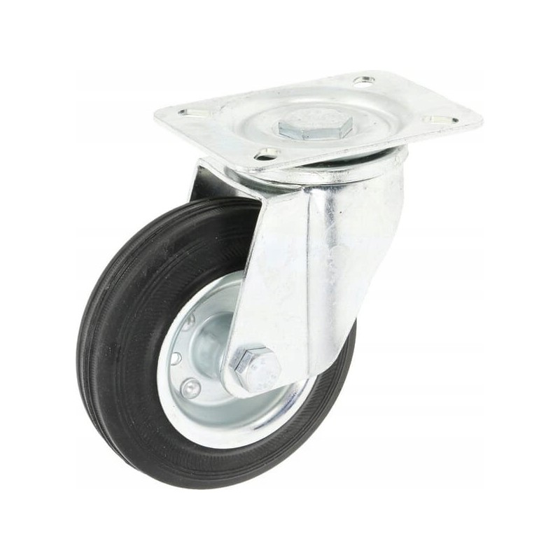 Rubber swivel wheel, diameter 125x37, 5mm, mounting base