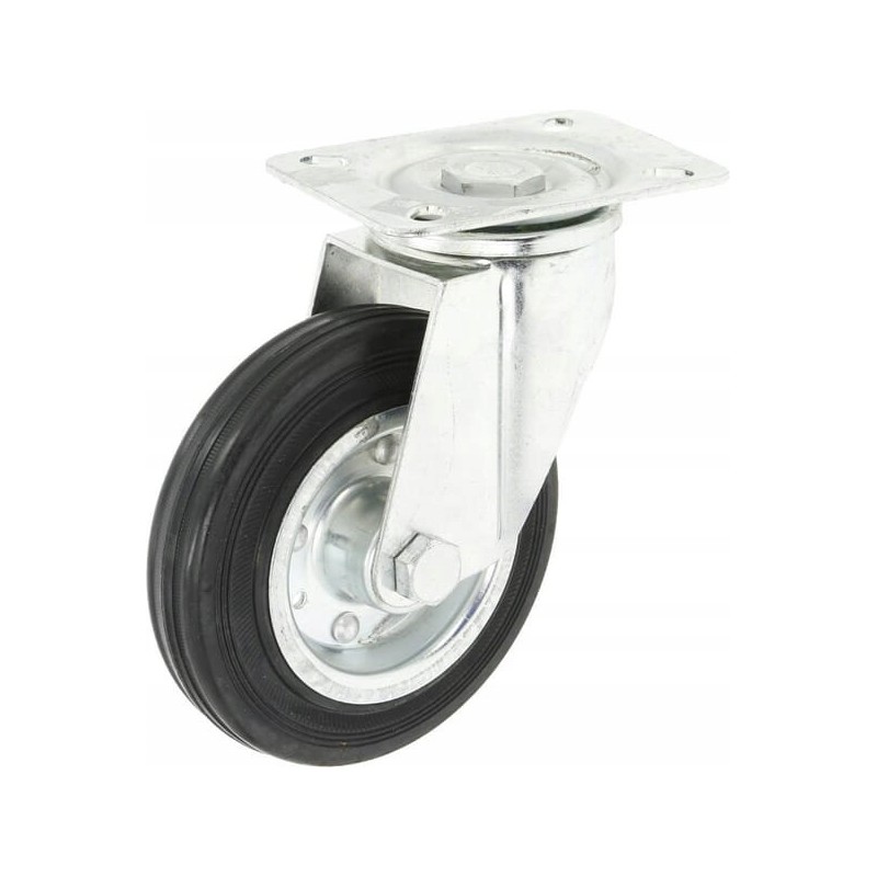 Rubber swivel wheel, diameter 140x37, 5mm, mounting base