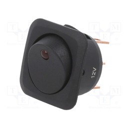 1 pcs x SWITCH COMPONENTS - RC-1A-DC-1-RL - ROCKER, SPST, Pos: 2, ON-OFF, 25A/12VDC, black, LED, Rcont max: 50mΩ
