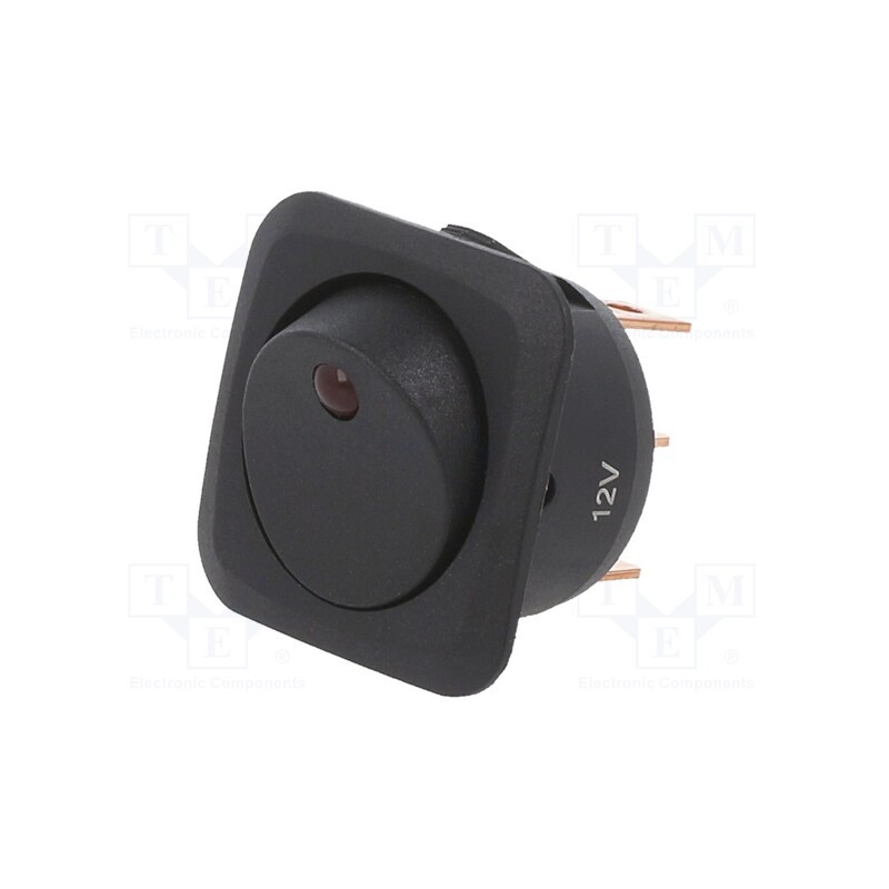 1 pcs x SWITCH COMPONENTS - RC-1A-DC-1-RL - ROCKER, SPST, Pos: 2, ON-OFF, 25A/12VDC, black, LED, Rcont max: 50mΩ