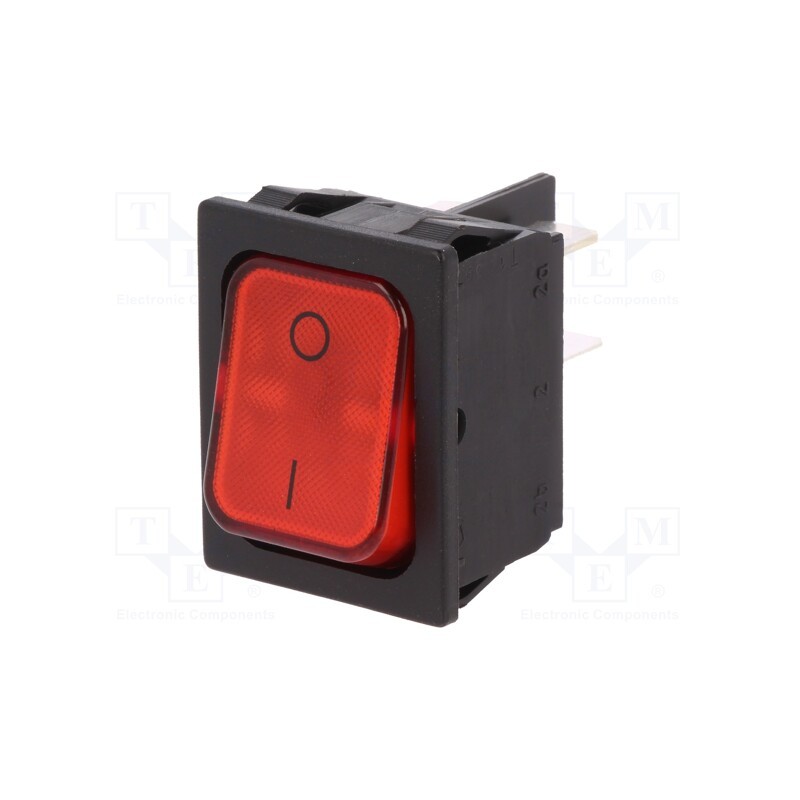 1 pcs x Marquardt - 1835.3112 - ROCKER, DPST, Pos: 2, ON-OFF, 20A/250VAC, red, IP40, filament lamp