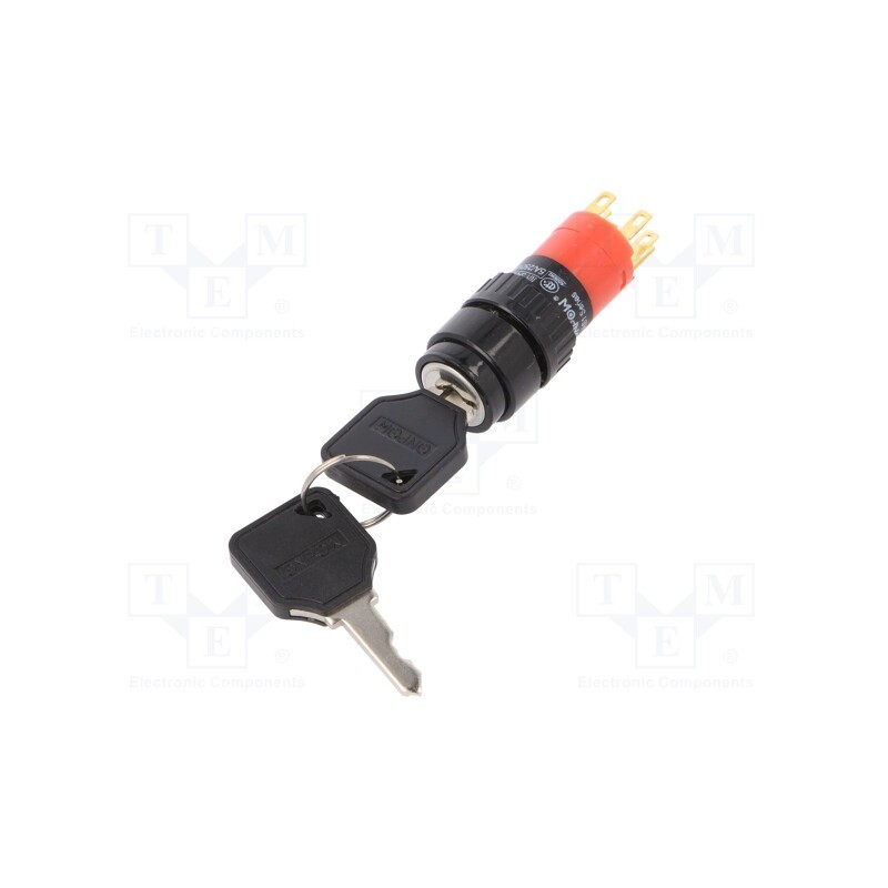 1 pcs x ONPOW - LAS1Y-11Y/2/JC - Switch: key switch, Stabl.pos: 2, Switch.method: ON-ON, Ø16mm, 90°