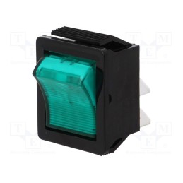 1 pcs x BULGIN - C1353VQGBG3 - ROCKER, DPST, Pos: 2, ON-OFF, 16A/250VAC, green, neon lamp, 250V