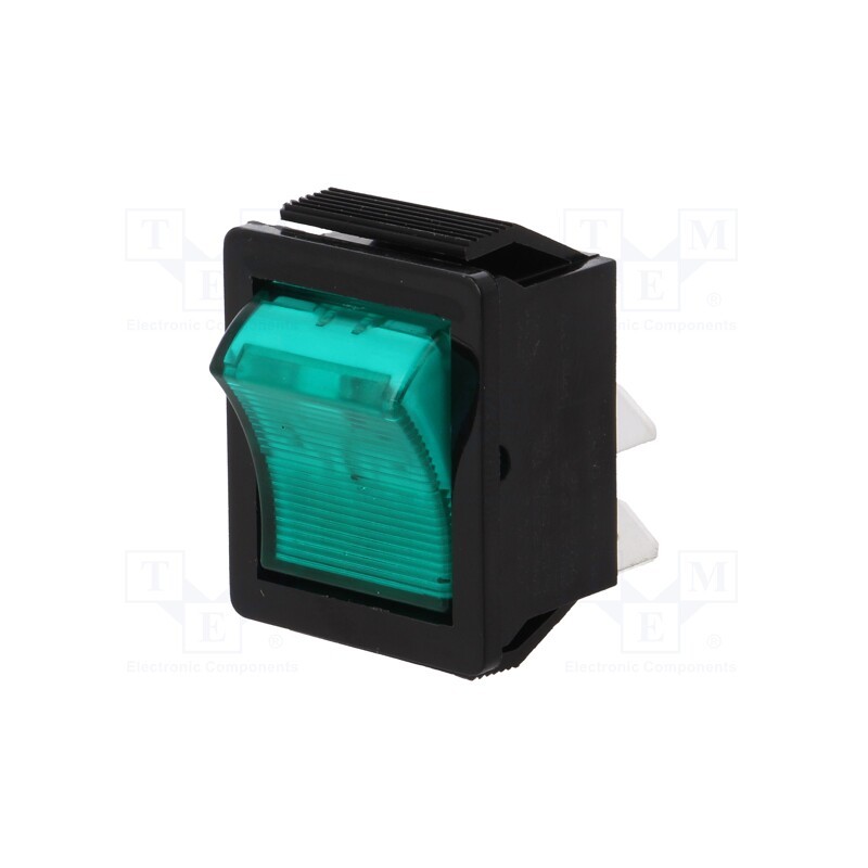 1 pcs x BULGIN - C1353VQGBG3 - ROCKER, DPST, Pos: 2, ON-OFF, 16A/250VAC, green, neon lamp, 250V