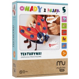 Spatial cardboard eco-puzzle with insects and a spider