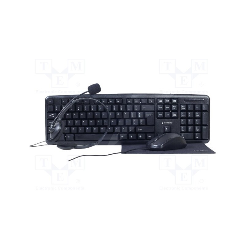 1 set x GEMBIRD - KBS-UO4-01 - Office kit, black, Jack 3,5mm,USB A, wired,US layout, 1.8m