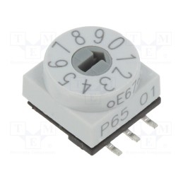 1 pcs x PTR HARTMANN - P65SMT101 - Encoding switch, DEC/BCD, Pos: 10, SMD, Rcont max: 80mΩ, P65