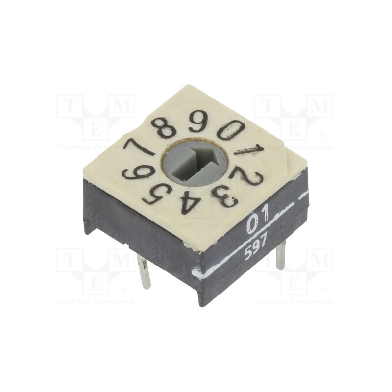 1 pcs x PTR HARTMANN - P60ATHR101 - Encoding switch, DEC/BCD, Pos: 10, THT, Rcont max: 100mΩ, P60