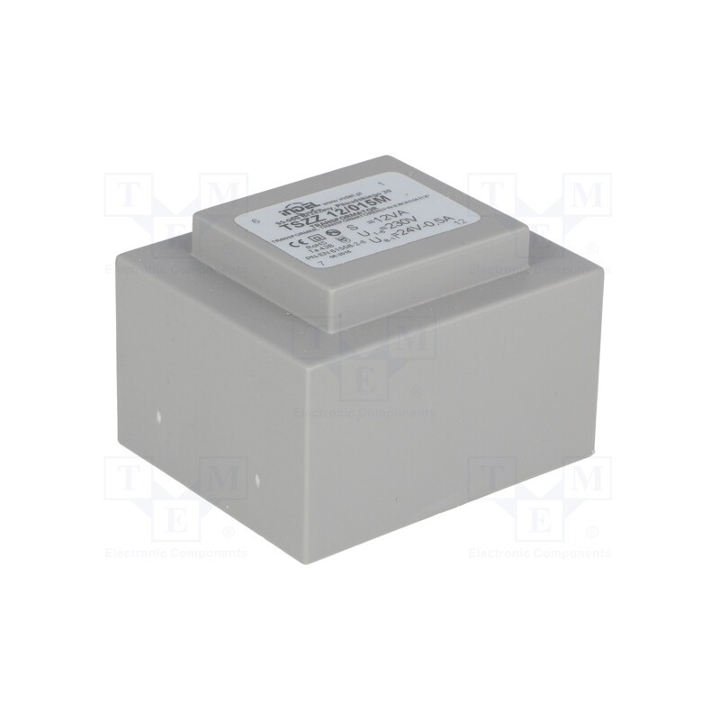 1 pcs x INDEL - TSZZ12/015M - Transformer: encapsulated, 12VA, 230VAC, 24V, 500mA, PCB, IP00