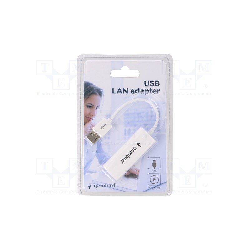 1 pcs x GEMBIRD - NIC-U2-02 - USB to Fast Ethernet adapter, USB 2.0, 10/100Mbps, PnP