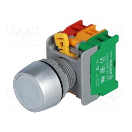 1 pcs x AUSPICIOUS - LBF22-1O/C W, W/O LAMP - Switch: push-button, 22mm, Stabl.pos: 1, NC + NO, white, 3A/230VAC