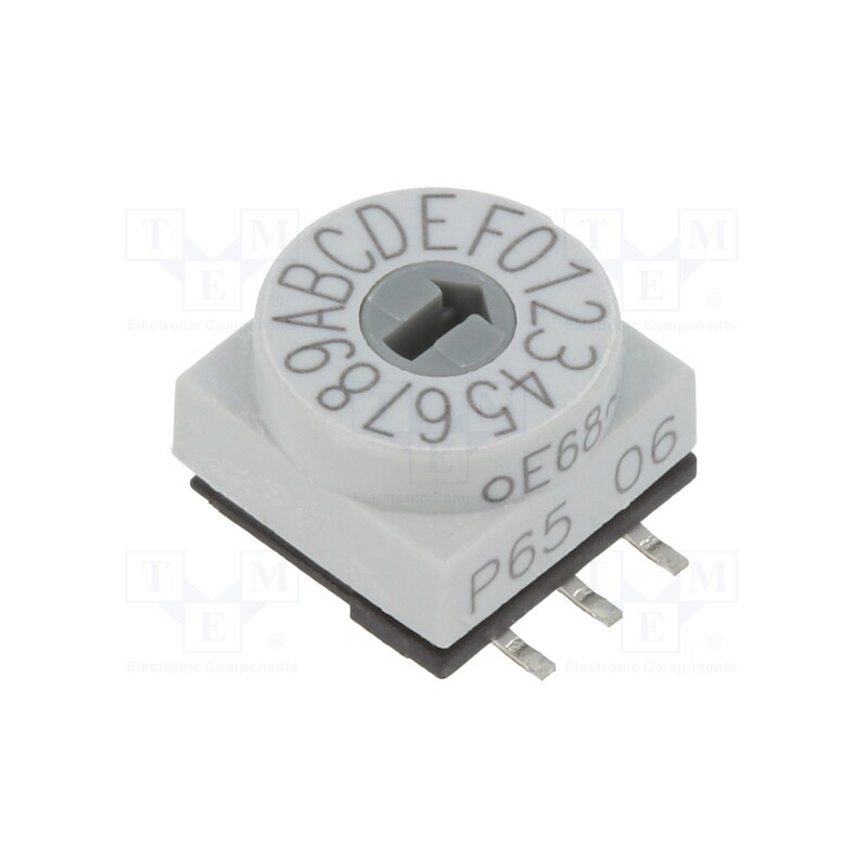 1 pcs x PTR HARTMANN - P65SMT106 - Encoding switch, HEX/BCD, Pos: 16, SMD, Rcont max: 80mΩ, P65