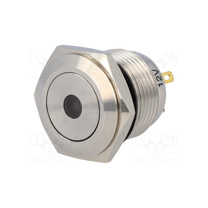1 pcs x ONPOW - GQ16F-10D/J/W/12V/S - Switch: vandal resistant, Pos: 2, SPST-NO, 2A/36VDC, IP65, OFF-(ON)