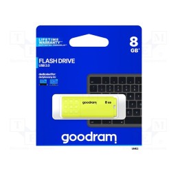 1 pcs x GOODRAM - UME2-0080Y0R11 - Pendrive, USB 2.0, 8GB, R: 20MB/s, W: 5MB/s, USB A, yellow