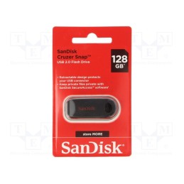 1 pcs x SANDISK - SDCZ62-128G-G35 - Pendrive, USB 2.0, 128GB, USB A, CRUZER SNAP, black