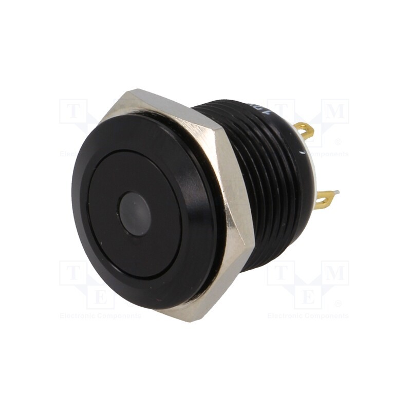 1 pcs x ONPOW - GQ16F-10D/J/Y/12V/A - Switch: vandal resistant, Pos: 2, SPST-NO, 2A/36VDC, IP65, OFF-(ON)