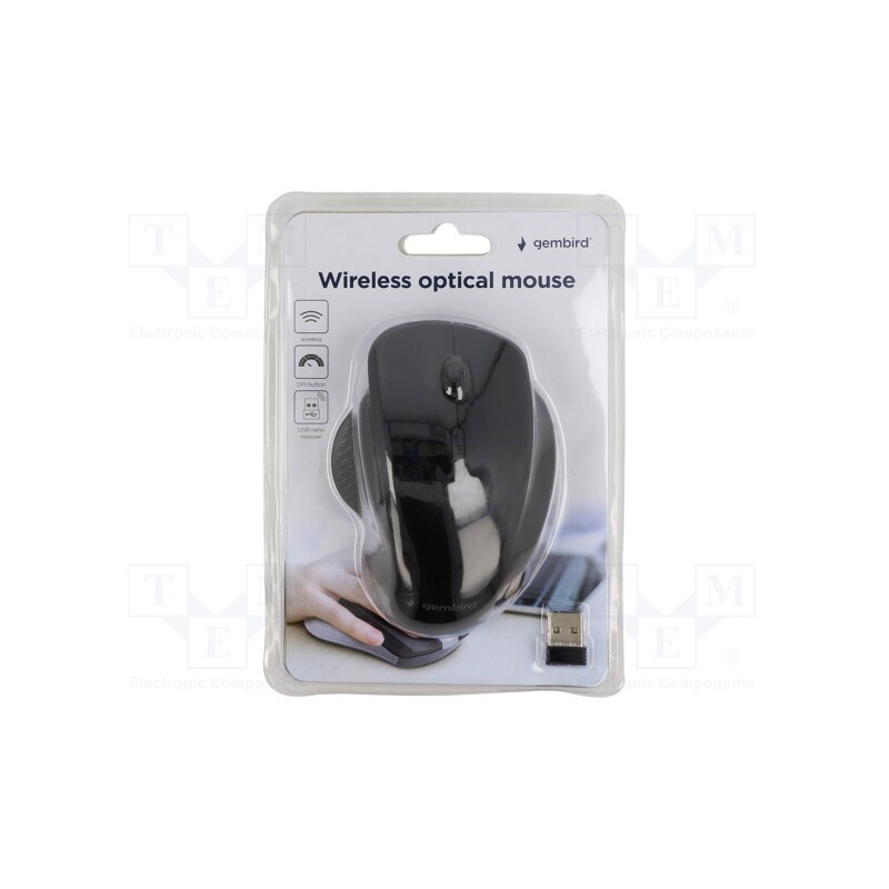 1 pcs x GEMBIRD - MUSW-6B-02 - Optical mouse, black, USB A, wireless, 10m, No.of butt: 6