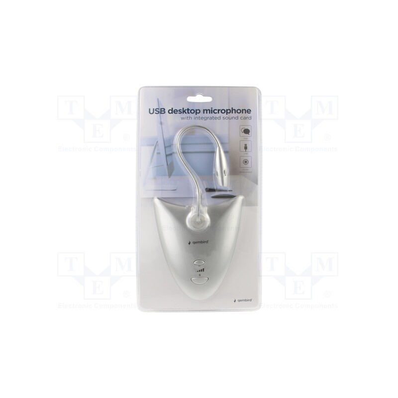 1 pcs x GEMBIRD - MIC-DU-01 - Microphone, grey, USB A, Features: with soundcard, 1.2m, -40dB