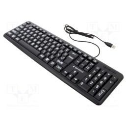 1 pcs x GEMBIRD - KB-US-103 - Keyboard, black, USB A, wired,US layout, Features: big letters