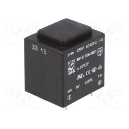 1 pcs x HAHN - BV EI 306 2061 - Transformer: encapsulated, 2.6VA, 230VAC, 9V, 289mA, PCB, BVEI